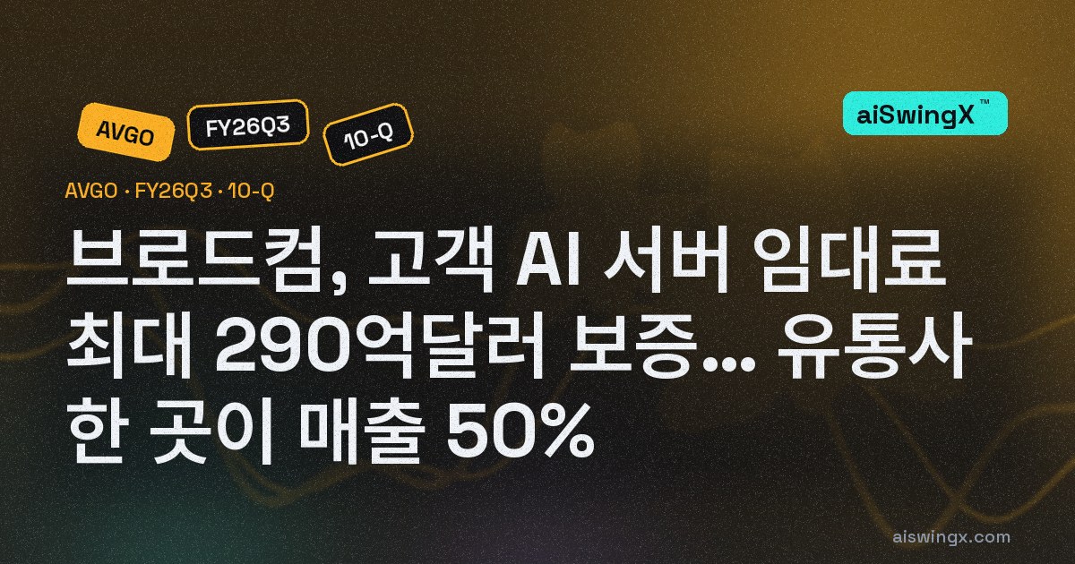 브로드컴, 고객의 AI 서버 임대료를 최대 290억달러까지 대신 보증… 유통사 한 곳이 분기 매출의 50%