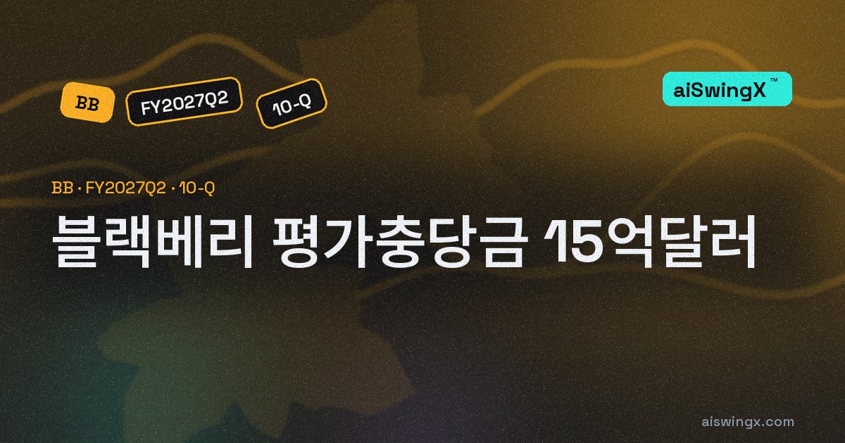 블랙베리 평가충당금 15억1280만달러, 총자산의 1.2배