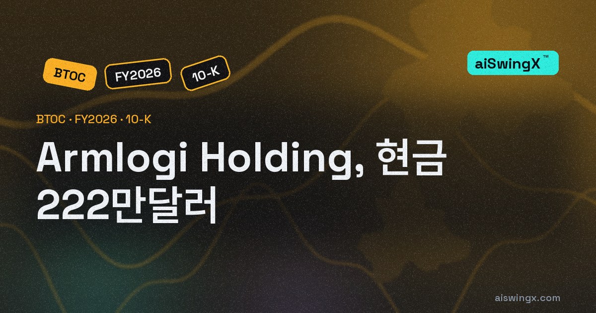 Armlogi Holding, 현금 222만달러… 직전 회계연도 말보다 -75.9%