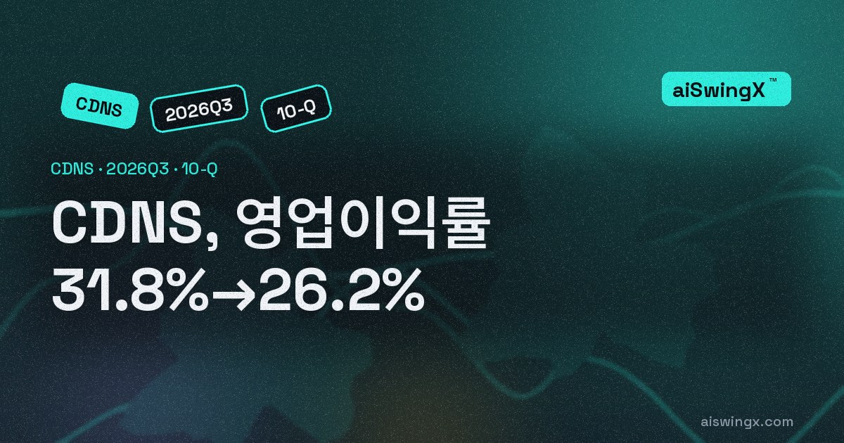 Cadence Design Systems, 영업이익률 31.8%→26.2%… 매출 +22.0%