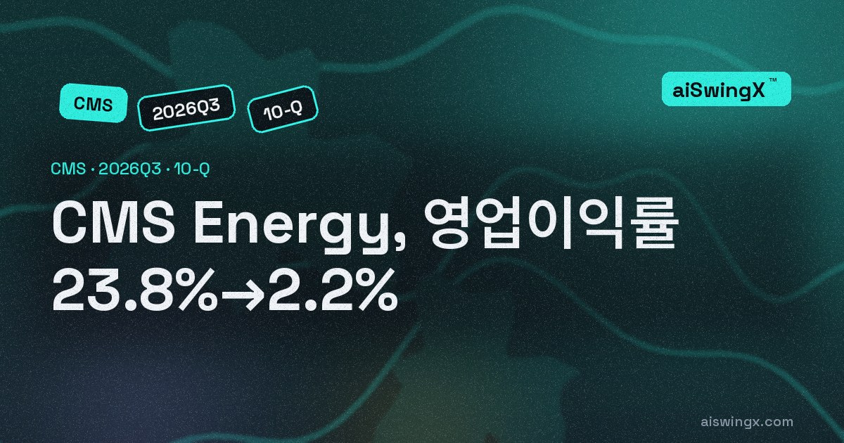 CMS Energy, 영업이익률 23.8%→2.2%… 매출 +8.0%