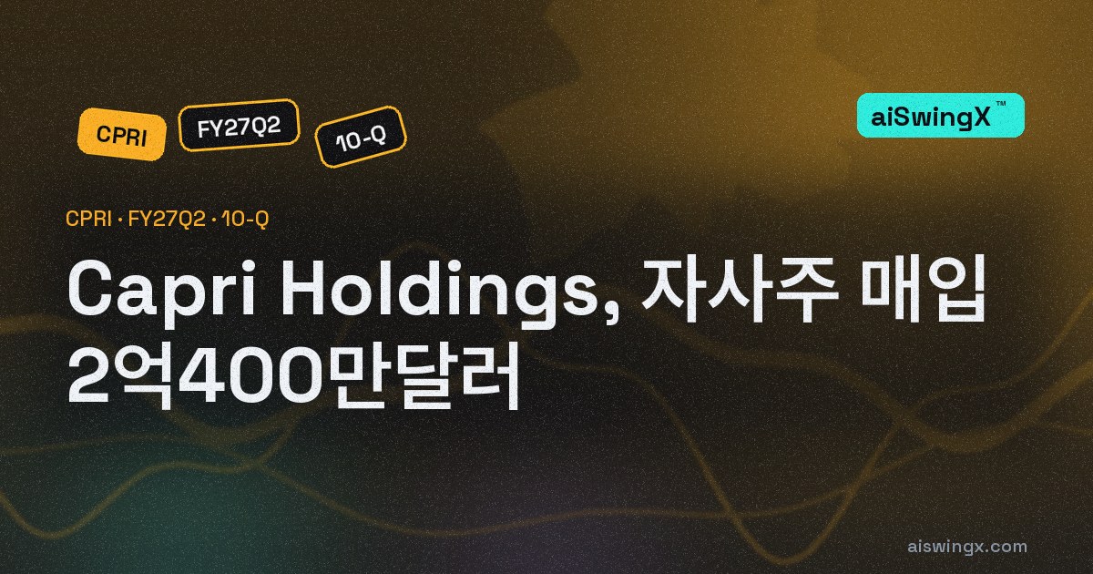Capri Holdings, 자사주 매입 2억400만달러… 영업현금흐름의 164.5%