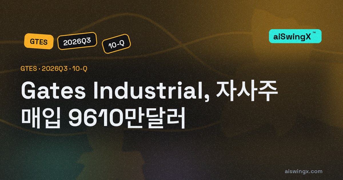 Gates Industrial, 자사주 매입 9610만달러… 영업현금흐름의 56.5%