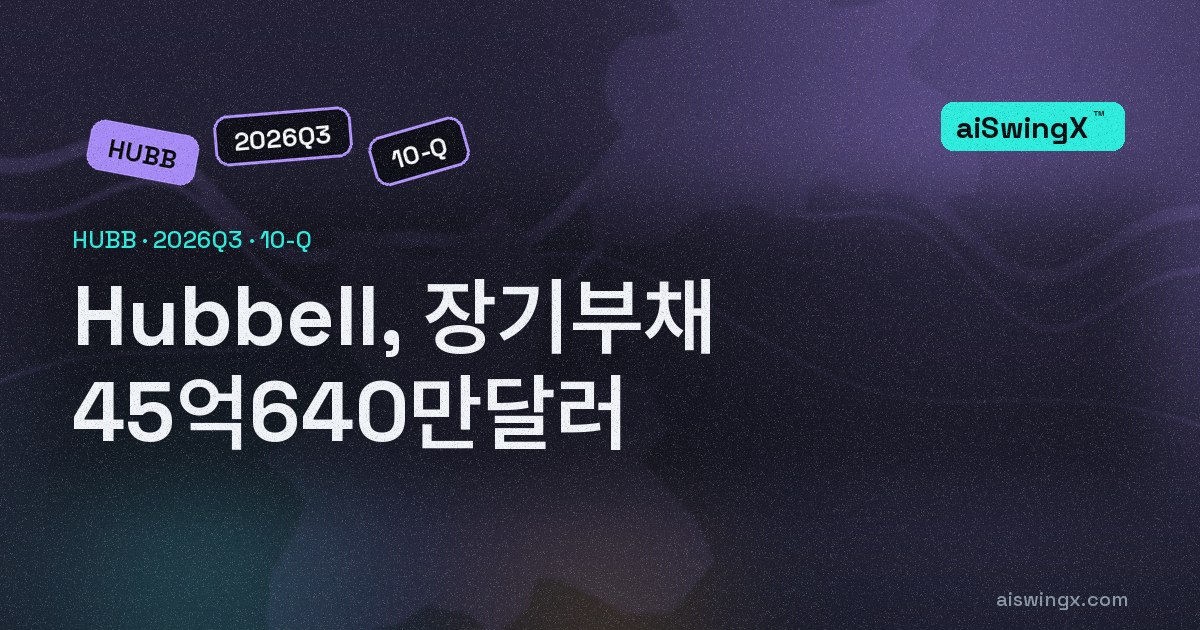 Hubbell, 장기부채 45억640만달러… 직전 회계연도 말보다 +121.3%