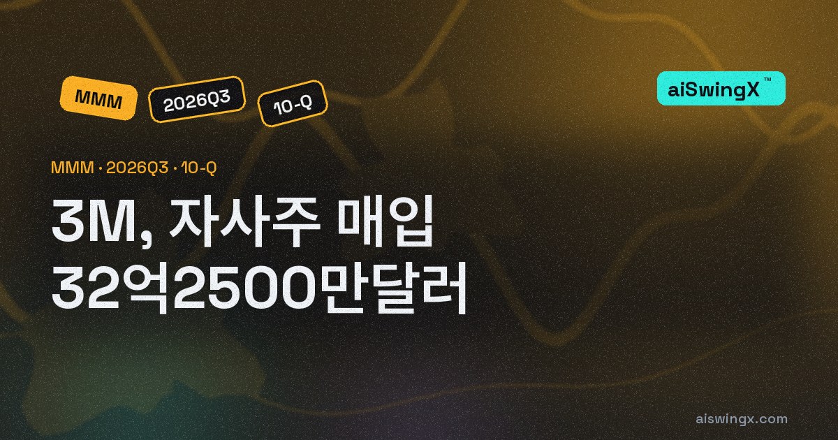 3M, 자사주 매입 32억2500만달러… 영업현금흐름의 157.6%