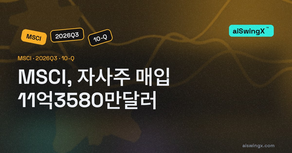 MSCI, 자사주 매입 11억3580만달러… 영업현금흐름의 102.0%