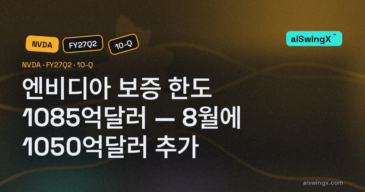 엔비디아 보증 한도 1085억달러… 1050억달러는 8월에 오픈AI 계열 고객을 위해 맺었다