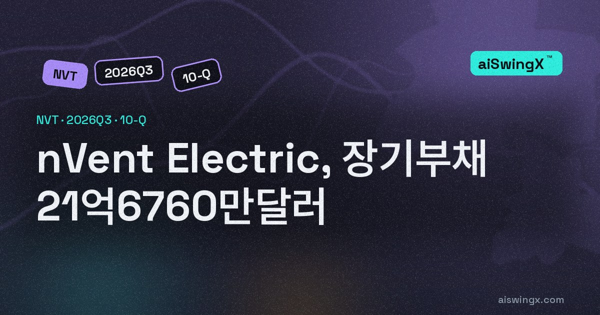 nVent Electric, 장기부채 21억6760만달러… 직전 회계연도 말보다 +40.2%