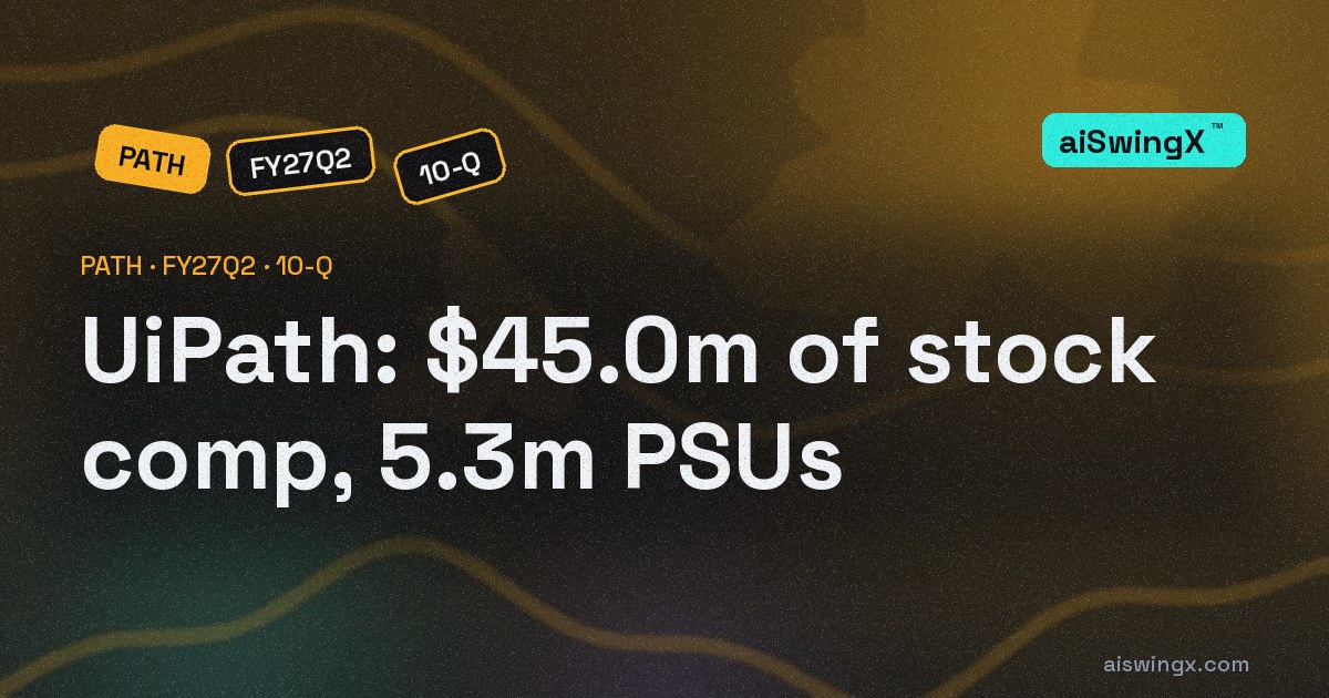 UiPath cut stock compensation to $45.0m over five quarters — then granted 5.3m PSUs