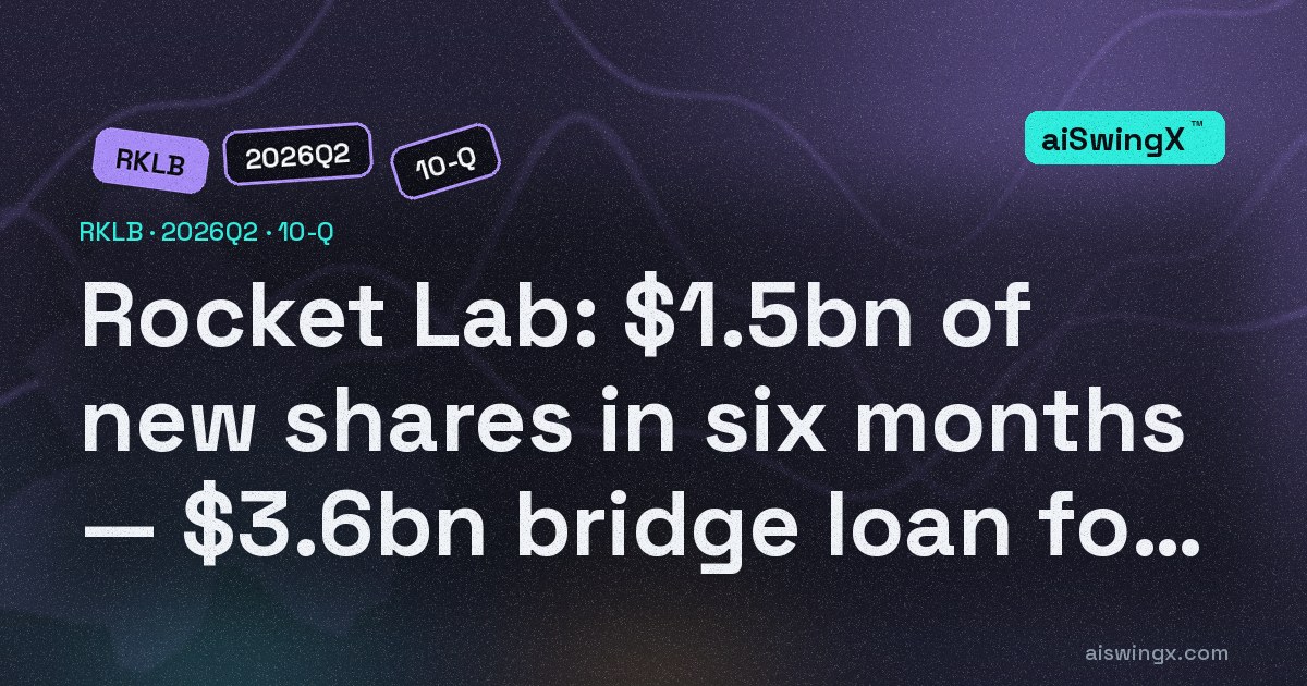 Rocket Lab sold $1.5bn of new shares in six months — at about $29, then $70, then $131 a share — and has a $3.6bn bridge loan commitment for Iridium