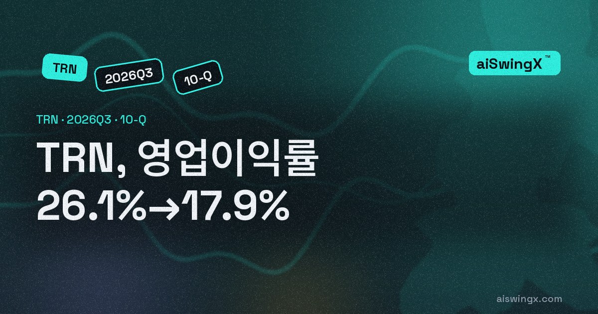 Trinity Industries, 영업이익률 26.1%→17.9%… 매출 +17.8%